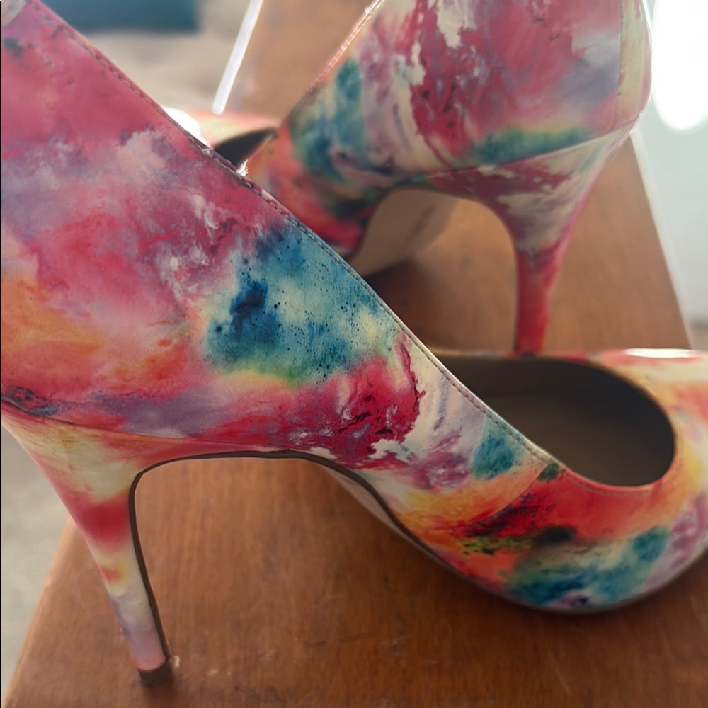 BCBG Red and Pink Heels with Artistic Design